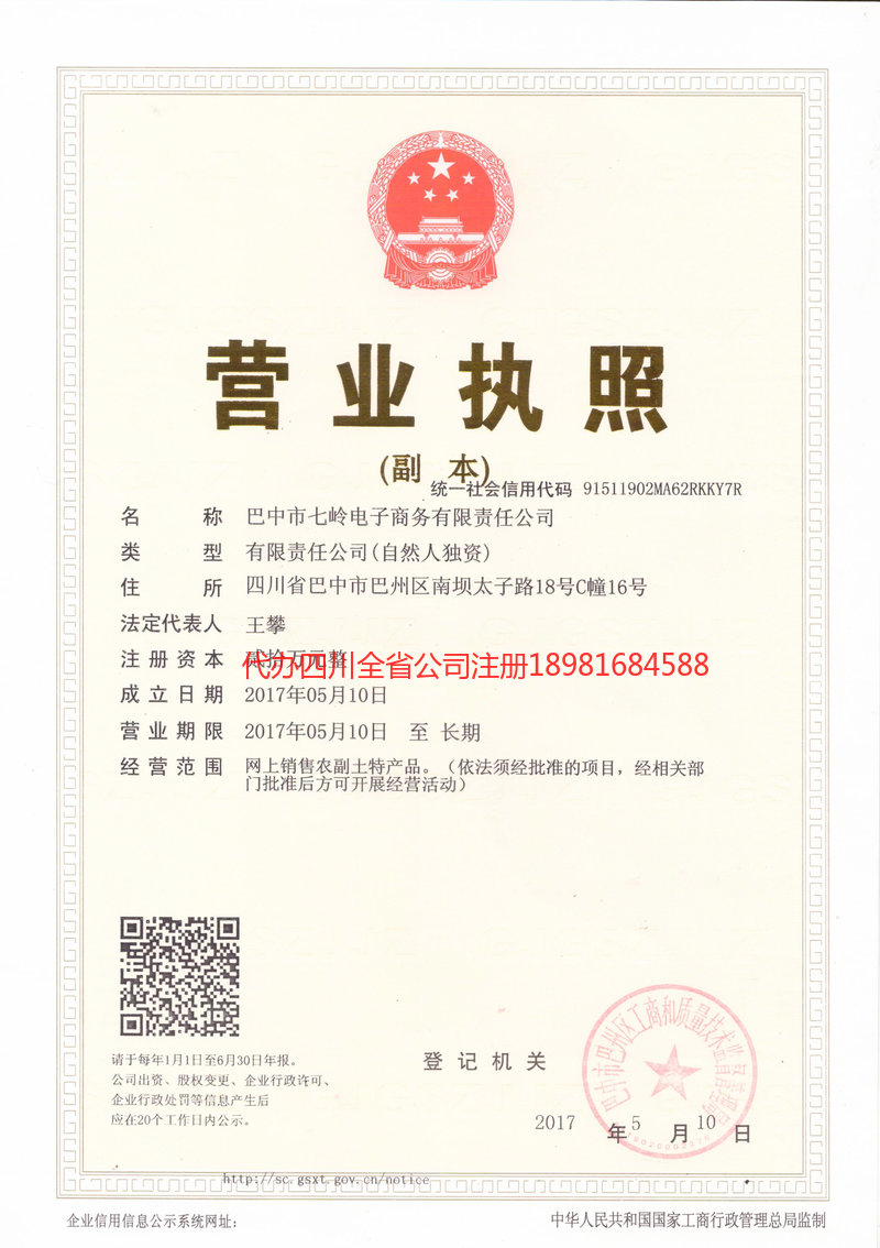 四平四平七岭电子商务有限责任公司